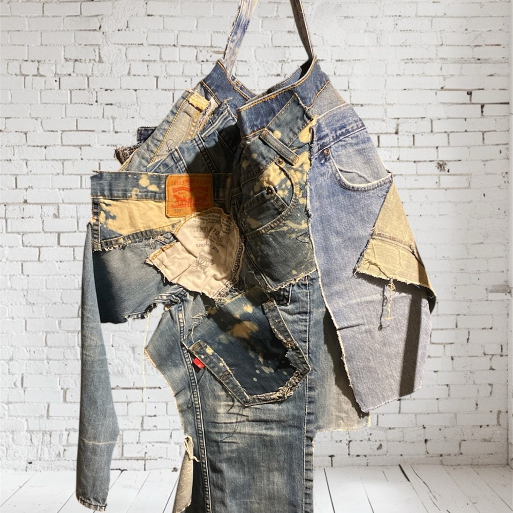 Patchwork Custom Made Denim Jean Hobo Bag - image 1